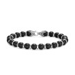 Spiritual Beads Bracelet in Sterling Silver with Black Onyx, 8mm