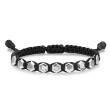 Faceted Woven Bracelet in Sterling Silver with Black Nylon and Black Onyx, 8mm