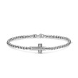 Cross Station Bracelet in Sterling Silver, 3.6mm