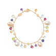 18K Yellow Gold Single-Strand Gemstone Bracelet With Freshwater Pearls
