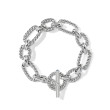 Cushion Link Chain Bracelet in Sterling Silver with Blue Sapphires