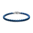 Box Chain Bracelet in Sterling Silver with Blue Stainless Steel