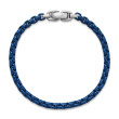 Box Chain Bracelet in Sterling Silver with Blue Stainless Steel