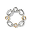 Cable and Smooth Chain Link Bracelet in Sterling Silver with 18K Yellow Gold