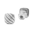 Sculpted Cable Cushion Cufflinks in Sterling Silver, 17mm