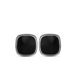 Exotic Stone Cufflinks in Sterling Silver with Black Onyx, 18mm