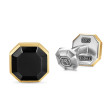 Streamline® Cufflinks in Sterling Silver with 14K Yellow Gold and Black Onyx, 15mm