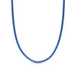 Box Chain Necklace in Sterling Silver with Blue Stainless Steel, 2.7mm