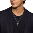Chevron Cross Pendant in Sterling Silver with 18K Yellow Gold, 33mm