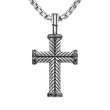 Chevron Cross Pendant in Sterling Silver with Pave Black Diamonds