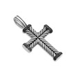 Chevron Cross Pendant in Sterling Silver with Pave Black Diamonds