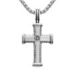 Chevron Cross Pendant in Sterling Silver with Pave Black Diamonds