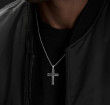 Chevron Cross Pendant in Sterling Silver, 33.5mm