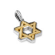 Cable Star of David Amulet in Sterling Silver with 18K Yellow Gold, 19mm