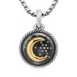 Moon and Star Amulet in Sterling Silver with 18K Yellow Gold and Diamonds