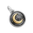 Moon and Star Amulet in Sterling Silver with 18K Yellow Gold and Diamonds