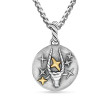Capricorn Amulet in Sterling Silver with 18K Yellow Gold and Diamonds, 19mm