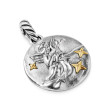 Aquarius Amulet in Sterling Silver with 18K Yellow Gold and Diamonds, 19mm