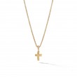 Cross Amulet in 18K Yellow Gold with Center Diamond, 23.8mm