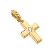 Cross Amulet in 18K Yellow Gold with Center Diamond, 23.8mm