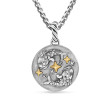 Pisces Amulet in Sterling Silver with 18K Yellow Gold and Diamonds, 19mm