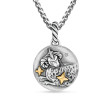Aries Amulet in Sterling Silver with 18K Yellow Gold and Diamonds, 19mm