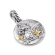Aries Amulet in Sterling Silver with 18K Yellow Gold and Diamonds, 19mm