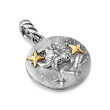 Taurus Amulet in Sterling Silver with 18K Yellow Gold and Diamonds, 19mm