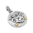 Gemini Amulet in Sterling Silver with 18K Yellow Gold and Diamonds, 19mm