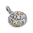 Leo Amulet in Sterling Silver with 18K Yellow Gold and Diamonds, 19mm