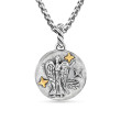 Virgo Amulet in Sterling Silver with 18K Yellow Gold and Diamonds, 19mm