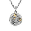 Libra Amulet in Sterling Silver with 18K Yellow Gold and Diamonds, 19mm