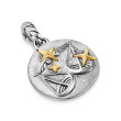 Libra Amulet in Sterling Silver with 18K Yellow Gold and Diamonds, 19mm
