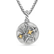 Sagittarius Amulet in Sterling Silver with 18K Yellow Gold and Diamonds, 19mm