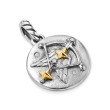 Sagittarius Amulet in Sterling Silver with 18K Yellow Gold and Diamonds, 19mm