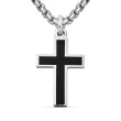 Exotic Stone Cross in Sterling Silver with Black Onyx, 26mm