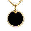DY Elements® Disc Pendant in 18K Yellow Gold with Black Onyx and Pave Diamond Rim