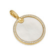 DY Elements® Disc Pendant in 18K Yellow Gold with Mother of Pearl and Diamond Rim, 24mm