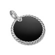 DY Elements® Reversible Disc Pendant in Sterling Silver with Black Onyx Reversible to Mother of Pearl and Diamonds, 32mm