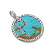 DY Elements® Disc Pendant in Sterling Silver with Turquoise Reversible to Mother of Pearl and Pave Diamonds
