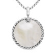 DY Elements® Disc Pendant in Sterling Silver with Turquoise Reversible to Mother of Pearl and Pave Diamonds