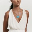DY Elements® Disc Pendant in Sterling Silver with Turquoise Reversible to Mother of Pearl and Pave Diamonds