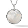 DY Elements® Disc Pendant in Sterling Silver with Black Onyx Reversible to Mother of Pearl and Pave Diamonds