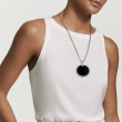 DY Elements® Disc Pendant in Sterling Silver with Black Onyx Reversible to Mother of Pearl and Pave Diamonds
