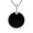 DY Elements® Disc Pendant in Sterling Silver with Black Onyx and Pave Diamond Rim