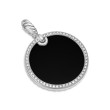 DY Elements® Disc Pendant in Sterling Silver with Black Onyx and Pave Diamond Rim