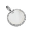 DY Elements® Disc Pendant in Sterling Silver with Mother of Pearl and Pave Diamond Rim