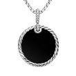 DY Elements® Disc Pendant in Sterling Silver with Black Onyx Reversible to Mother of Pearl and Pave Diamonds