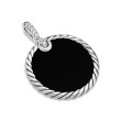 DY Elements® Disc Pendant in Sterling Silver with Black Onyx Reversible to Mother of Pearl and Pave Diamonds