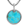 DY Elements® Disc Pendant in Sterling Silver with Turquoise Reversible to Mother of Pearl and Pave Diamonds